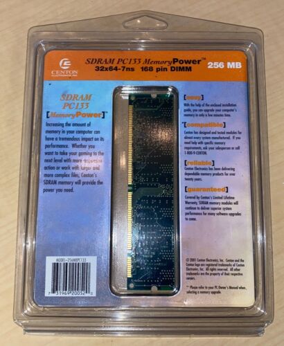 New Centon 256MB 32Mx64 PC133 DIMM SDRAM 33MHz Memory Card 256MPC133 - Picture 3 of 3