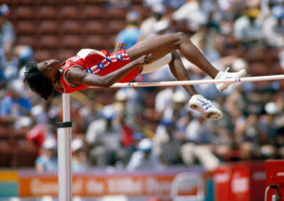 American Athlete Jackie Joyner Representing The Usa In The High Jump 1984 Photo