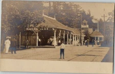 WEBSTER MA C1906 RPPC BEACON PARK LAKESIDE RESORT COVERED BOARDWALK RARE A245