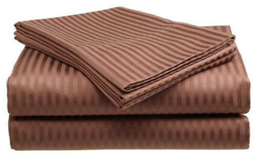 Luxurious 400 Thread Count Dobby Stripe Sheet Set 100% Cotton 9 Colors 4 Sizes - Picture 14 of 68