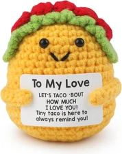 Emotional Support Taco Plush,Handmade Crochet Gift with Love Note for Boyfriend,