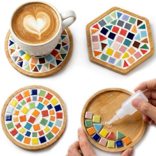 DIY Mosaic Coaster Kits for  Craft,2 Sets Ceramic Arts and Crafts Tile Kit with