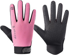 Full Finger Cycling Gloves Mountain Bike Gloves, Touchscreen MTB Medium Pink