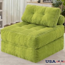 3in1 Convertible Futon Sofa Bed Corduroy Chair W/ Lumbar Bolster Pillows New