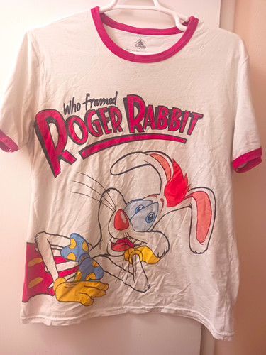 Disney Who Framed Roger Rabbit White/Pink Ringer T-Shirt Adult Size L