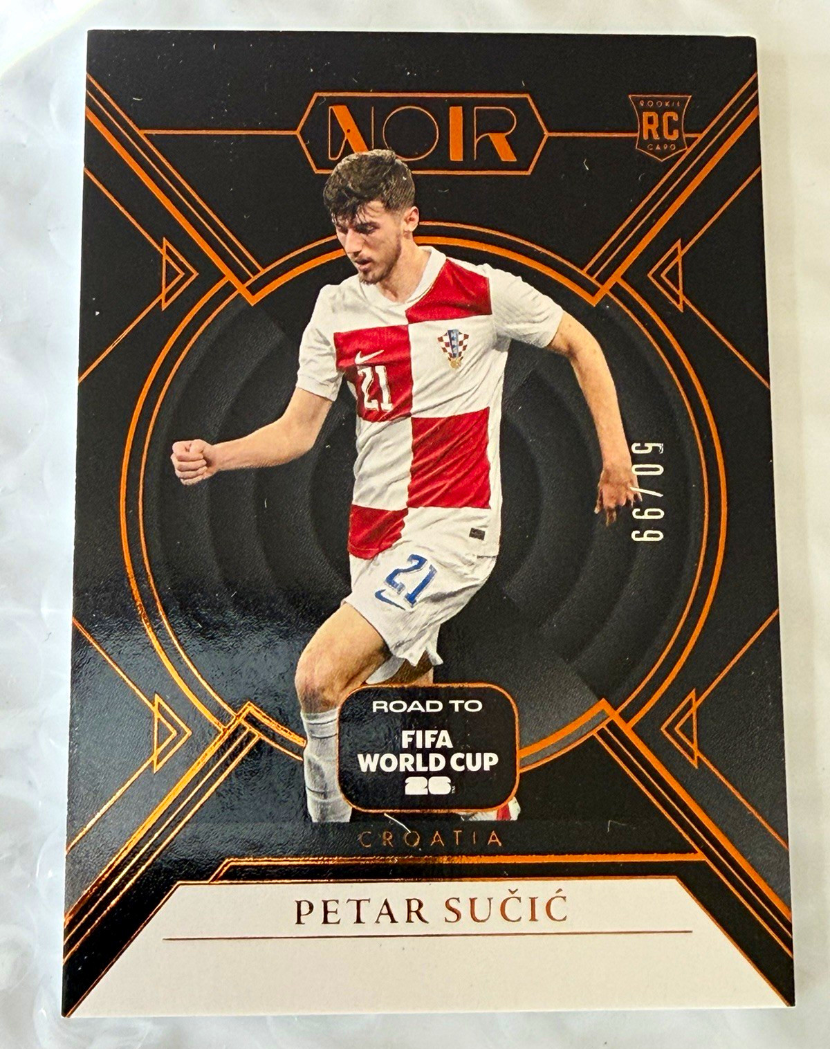 Panini 2025-26 Noir Road to FIFA World Cup Petar Sučić Croatia RC /99 #54