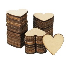 25mm Wooden Hearts, 100 Pack Unfinished Wood Hearts Blank Wooden Cutouts
