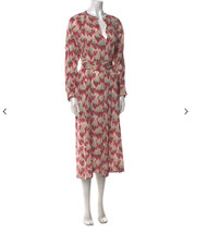 ISABEL MARANT Pink White Silk Midi Length Dress 34 / 2