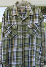 Duluth Trading Co. Thick Heavy Flannel Shirt Mens Large Green Plaids Workwear
