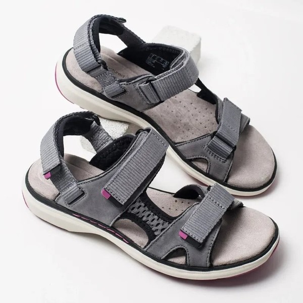 Women Clarks Sandals Grey Leather 39