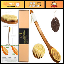 Natural Sisal Bath Brush with Long Anti-Slip Handle, Exfoliating Shower Scrubber