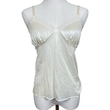 Dreamtime Vintage Camisole Women 36 Cream Lace Trim Satin Slip Top