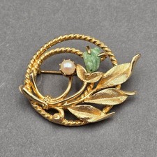 Vintage Sarah Coventry Jade Garden Brooch 2