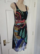 Desigual Christian Lacroix Dress Butterfly Graphic Print Mesh Care Label Removed