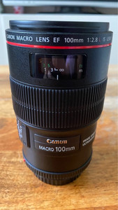 Canon EF 100mm f/2.8L Macro IS USM Lens + Hood – Canon EF Mount