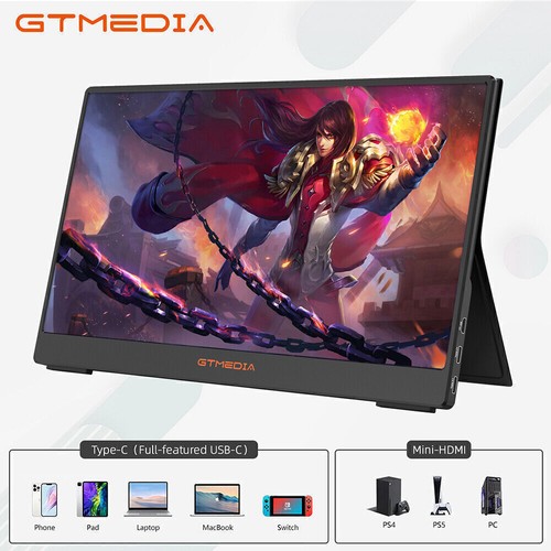 Portable Monitor 14" USB-C Second Screen Working Gaming Monitor for Laptop PS4/5 - Picture 3 of 23