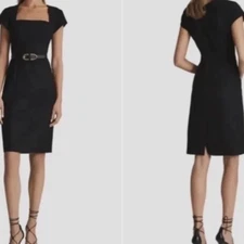 REISS Square Toe Wool Blend Sheath Dress Size: 8