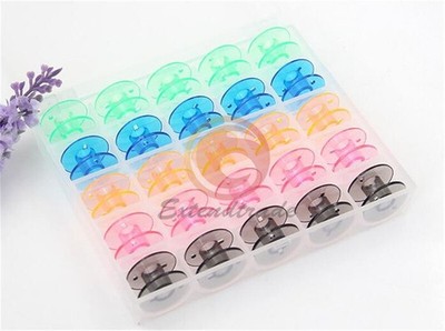 NEW 25PCS  Colorful Embroidery  Thread Plastic Spool Bobbins Storage Holder #pk