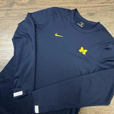 Nike Michigan Wolverines Sweatshirt Mens Small Blue Fleece NCAA Performance