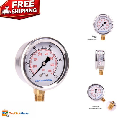 #ad Precision 0 100 psi kPa Pressure Gauge 304 Stainless Steel Easy Installation $16.14