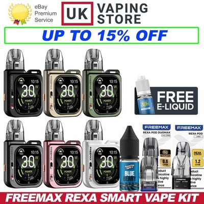 FreeMax Rexa Smart Vape Kit | 1600mAh Vape Pod E Cig Kit | Rexa Pods | 10ml  Nic