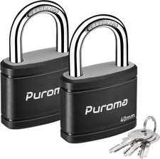2 Pack Keyed Padlock with 3 Keys Alike, 7/8 Inch Locker Lock 40mm Heavy-Duty