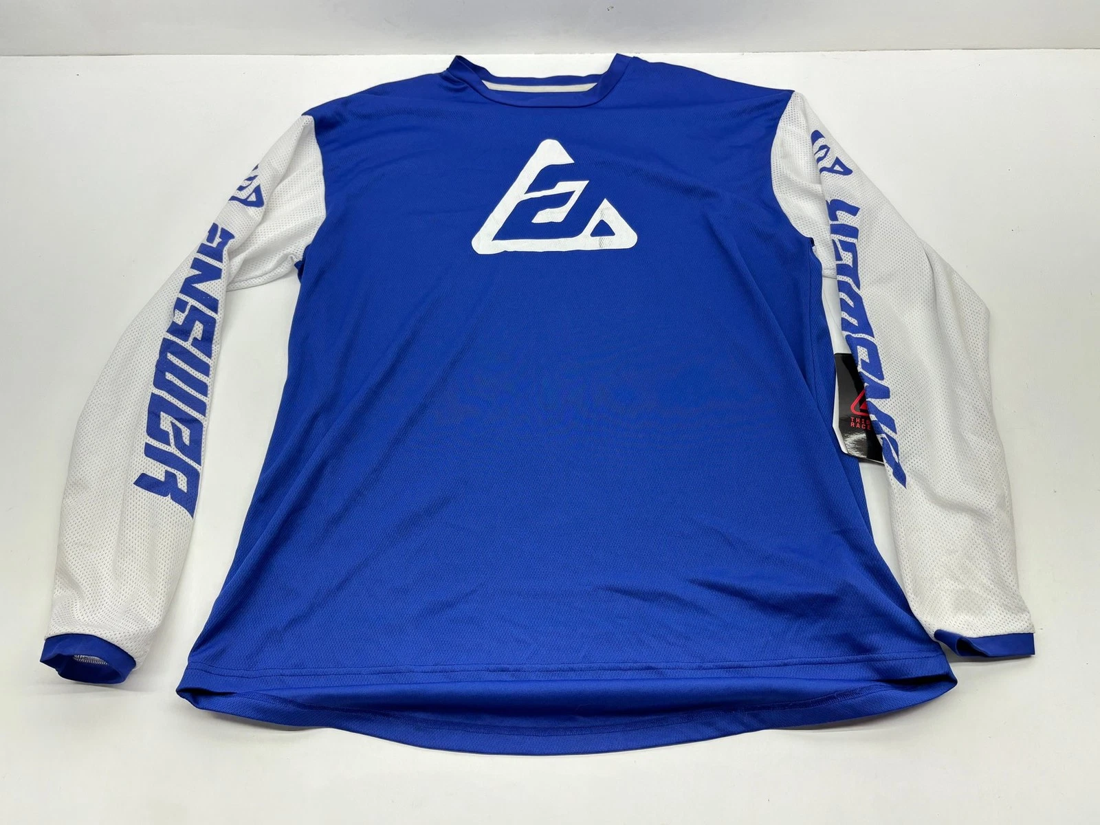 Answer Men's Jersey Large White Blue L Riding Shirt Apparel Gear Motocross MX