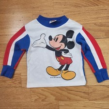 Vtg Disney Mickey Mouse Tshirt 2 Toddler Waffle Long Slv Single Stitch Jog Togs