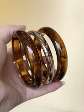 3pcs Multicolor Acrylic Retro Minimalist Bangle Bracelet Set Women