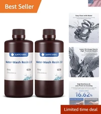 2000g Grey 3D Printer Resin 2.0 - Water Washable, Low Shrinkage, Vibrant Colors
