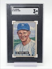 WHITEY FORD 1951 BOWMAN MLB BASEBALL ROOKIE YANKEES #1 SGC 3 Q5580
