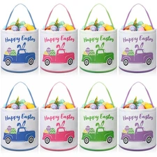 8 Pcs Easter Cute Basket Storage Empty Canvas Basket Bin with Handles Easter ...