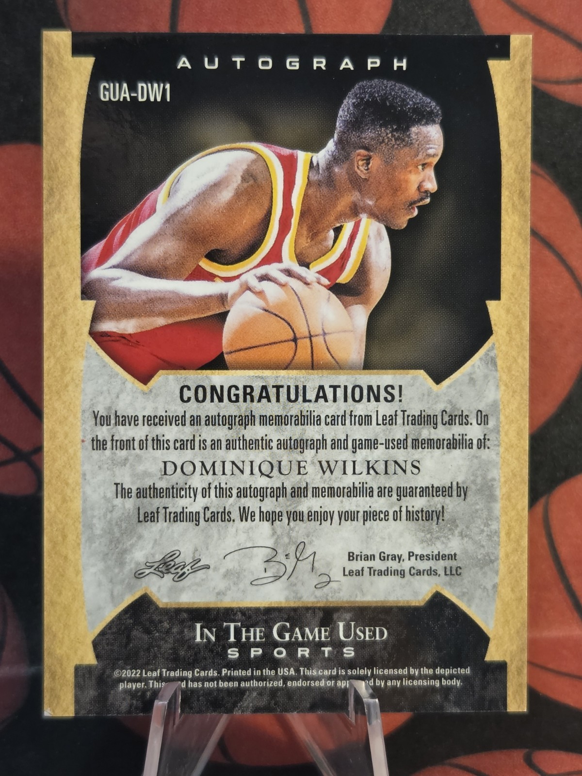 DOMINIQUE WILKINS 2022 Leaf In the Game Used PATCH AUTO CARD /50 HOFer view 7
