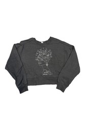 Woman  s Grey Crewneck Cropped Sweatshirt Brand Unknown Size L