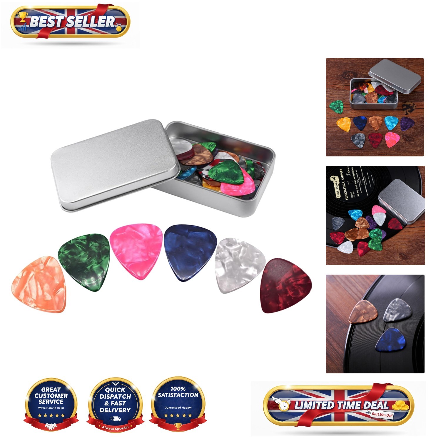 Guitar Pick Variety Pack: 32 Colorful Picks for Electric, Acoustic & Bass