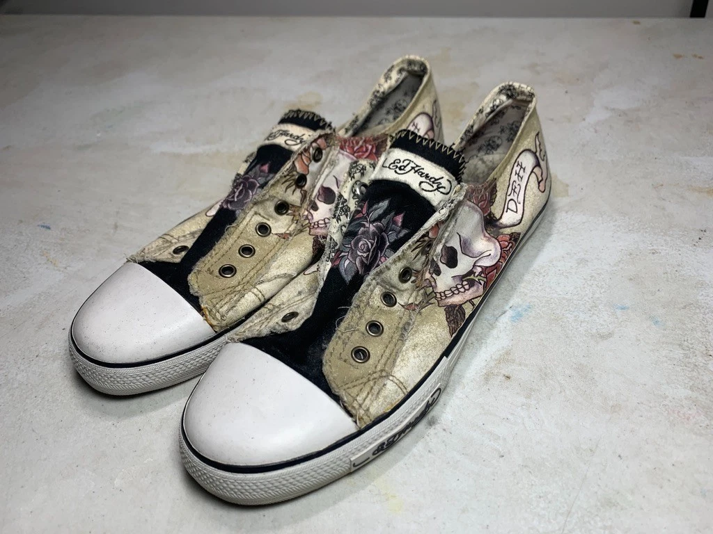 Vintage Ed Hardy Black Punk GrungeCanvas Slip-Ons with Tattoo Artwork, Men\'s 10 Ed Hardy | Shoes | Ed Hardy Men Shoes Lapd Rare | Poshmark main image 3