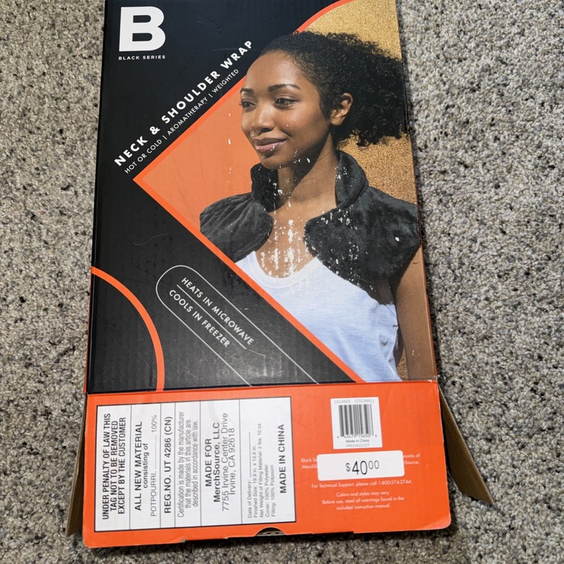 Black Series Weighted Hot or Cold Neck & Shoulder Wrap 1014820 - NIB- Sealed