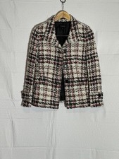Talbots Tweed Wool Blend Blazer Jacket Red/Black/White Size 4