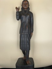 Thai Sawasdee Lady 45cm Tall Wooden Carved Embellished Figurine missing fingers