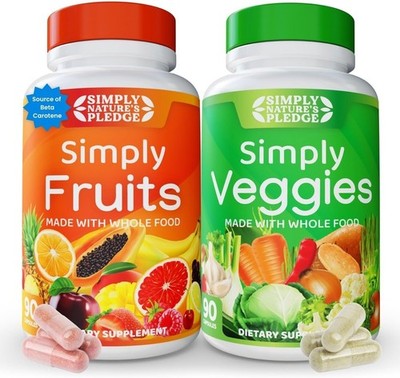 Whole Food Superfood Supplement - 90 Count Pack of 2 - High in Beta Carotene