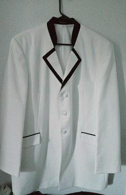 Men's White After Six Tuxedo Jacket with Black Satin Lapels & Trim 46L