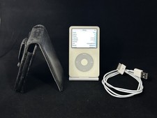 Vintage Apple 30GB Video Ipod A1136 White w/ Case and Charging Cord Bundle