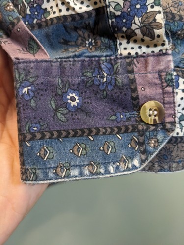 Vintage 90s I.N.C International Concepts Button-down Patchwork Shirt Medium Prep - Picture 10 of 20