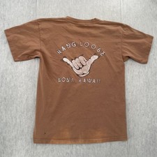 VINTAGE Hang Loose Shirt Adult Large Brown Kona Hawaii Tourist Surf USA Made Men