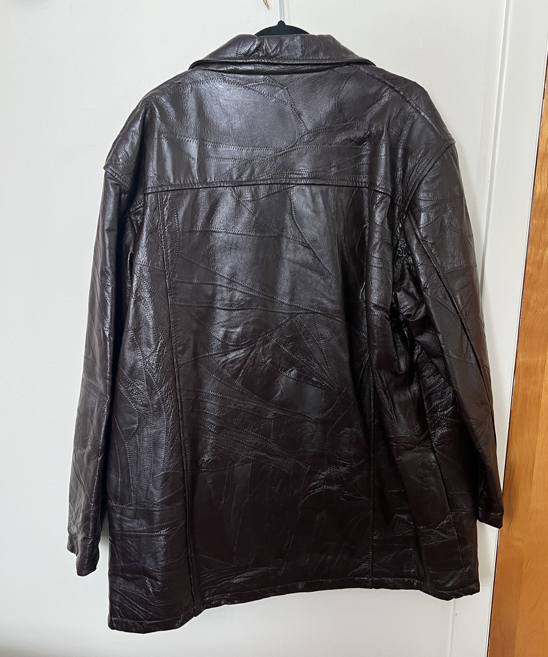 Vintage Patchwork Long Leather Jacket Haband Exec… - image 2