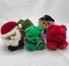 Swibco Puffkins Lot of 5 Plush Scarecrow Santa Frog Candy Cane Bear Vintage 90s