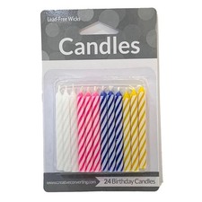 Birthday Cake Topper Candy Spiral Candles Party Decorations Asst. Colors  24ct