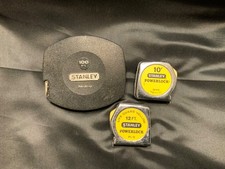 Vintage Stanley Tape Mesure set 3pc 34-500, 33-210, PL12 USA 100ft,10ft,12ft