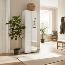 Almira White High Gloss Slim Narrow Shallow Depth Wardrobe for Small Spaces