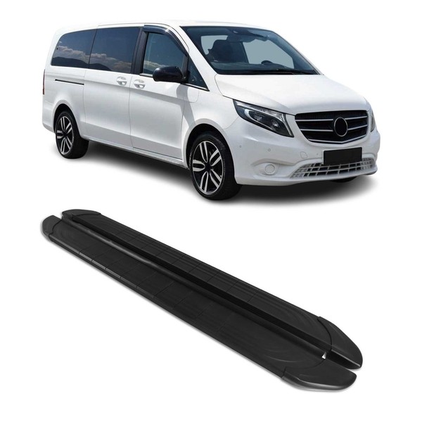 Trittbretter Seitenschweller FüR Mercedes Klasse 2014-2026 Langer L3 Alu Schwarz-image
